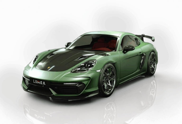 High-performance Porsche body kit with prepreg carbon materials for superior strength.