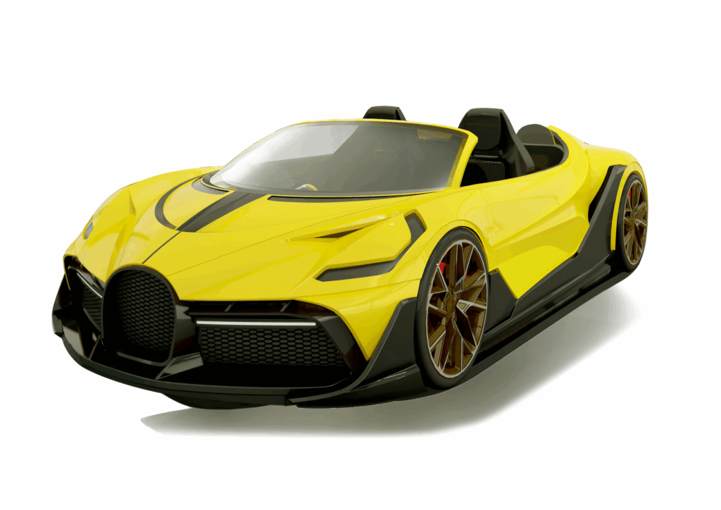 3D rendering of Jetcar by LUMGA, a futuristic water vehicle inspired by supercar design.