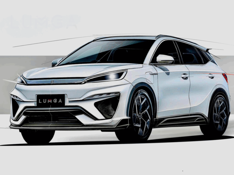 Concept sketch of custom car skirt body kit for BYD ATTO 3 by LUMGA.