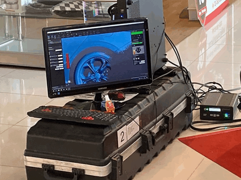 Real-time 3D data used for car body kit design and prototyping.