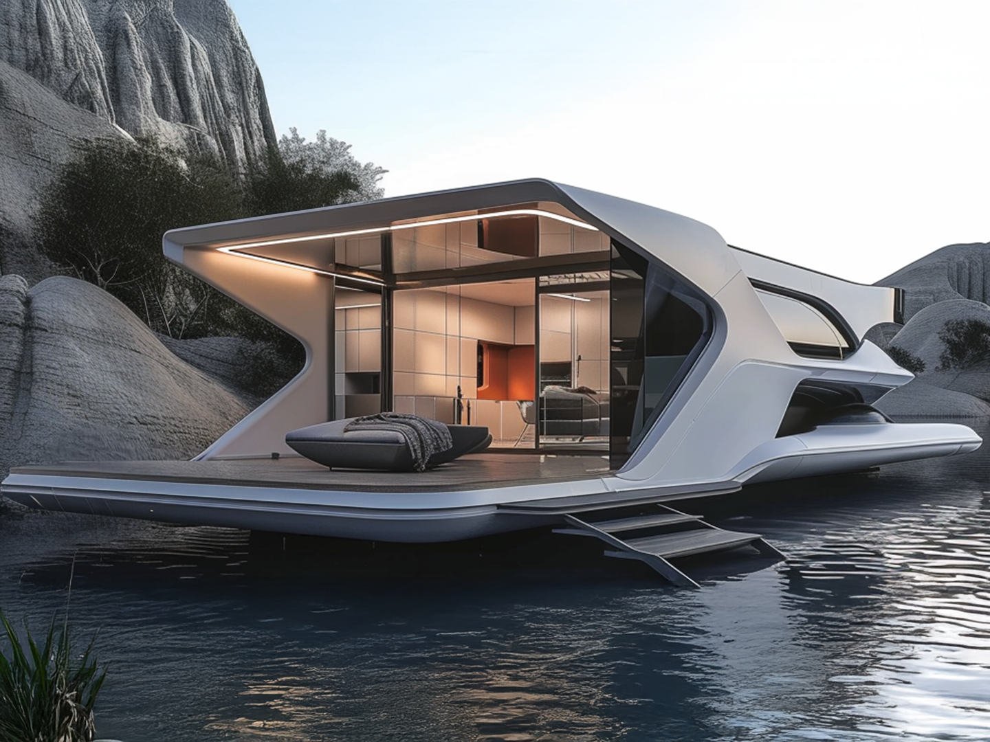 Lumga floating modular home designed for sustainable living and coastal environments.