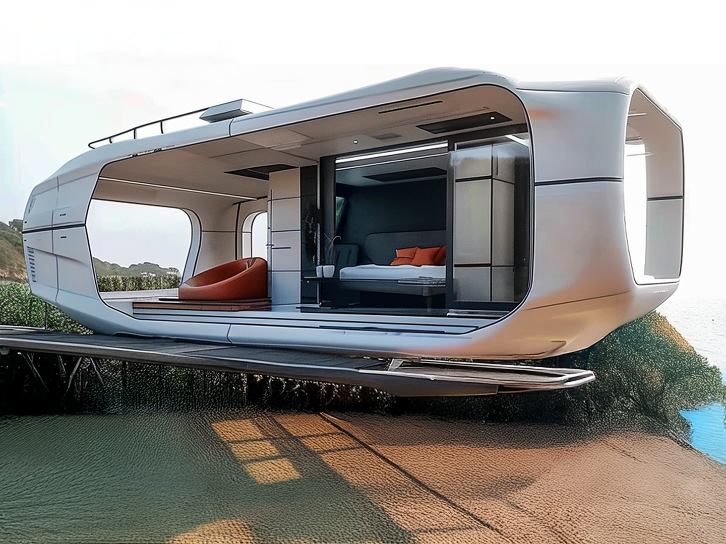 Lumga modular knockdown home with modern prefab architecture and smart sustainable design.