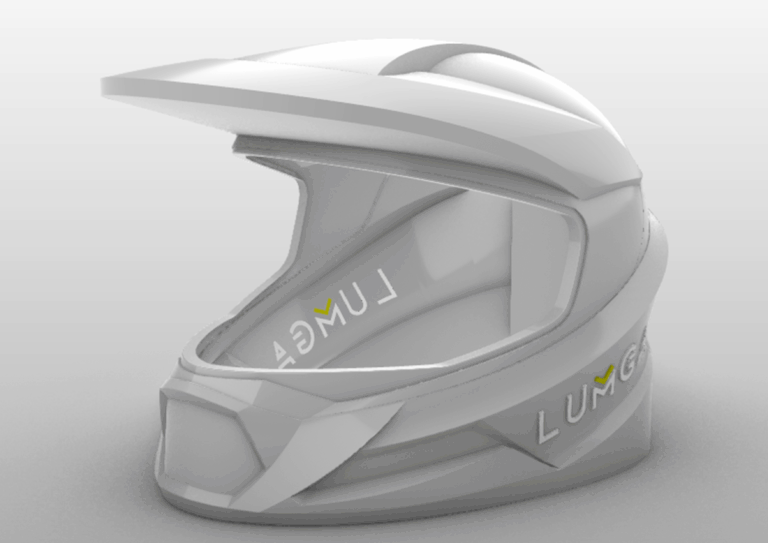 3D CAD model of Lumga futuristic helmet concept inspired by modern knockdown house design.