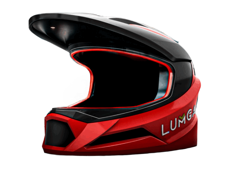 Sketch of a modern knockdown house inspired by a motorcycle helmet, designed by Lumga.